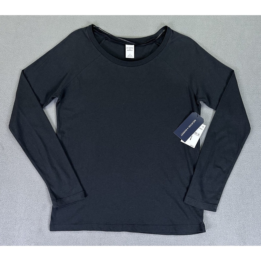 Melrose Market Shirt Womens XS Black Minimalist Casual Basic Modern Long Sleeve